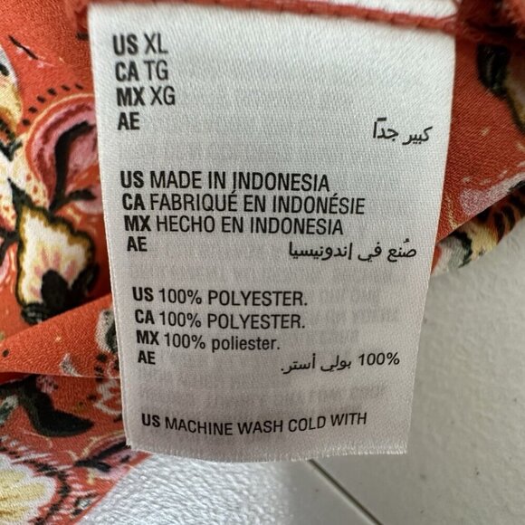 Style Co Sleeveless Top Size XL Floral Orange Button Front Scoop Neck Boho Hi Lo - Picture 6 of 7